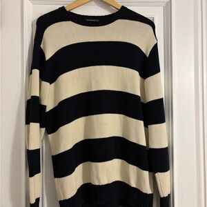 Black and Cream Striped Men's Sweater